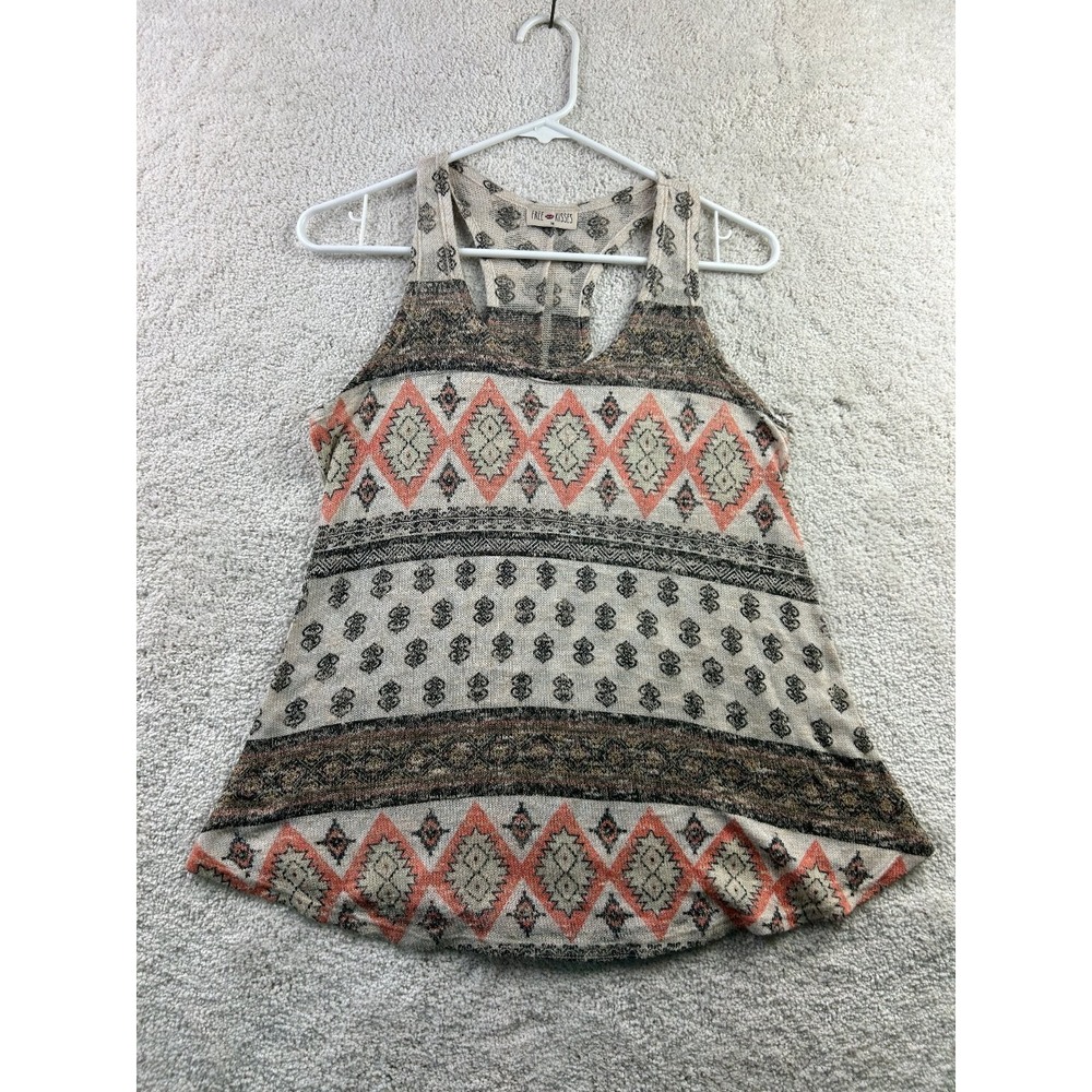 Free Kisses Women's Medium Racerback Tank‎ Top Aztec Print